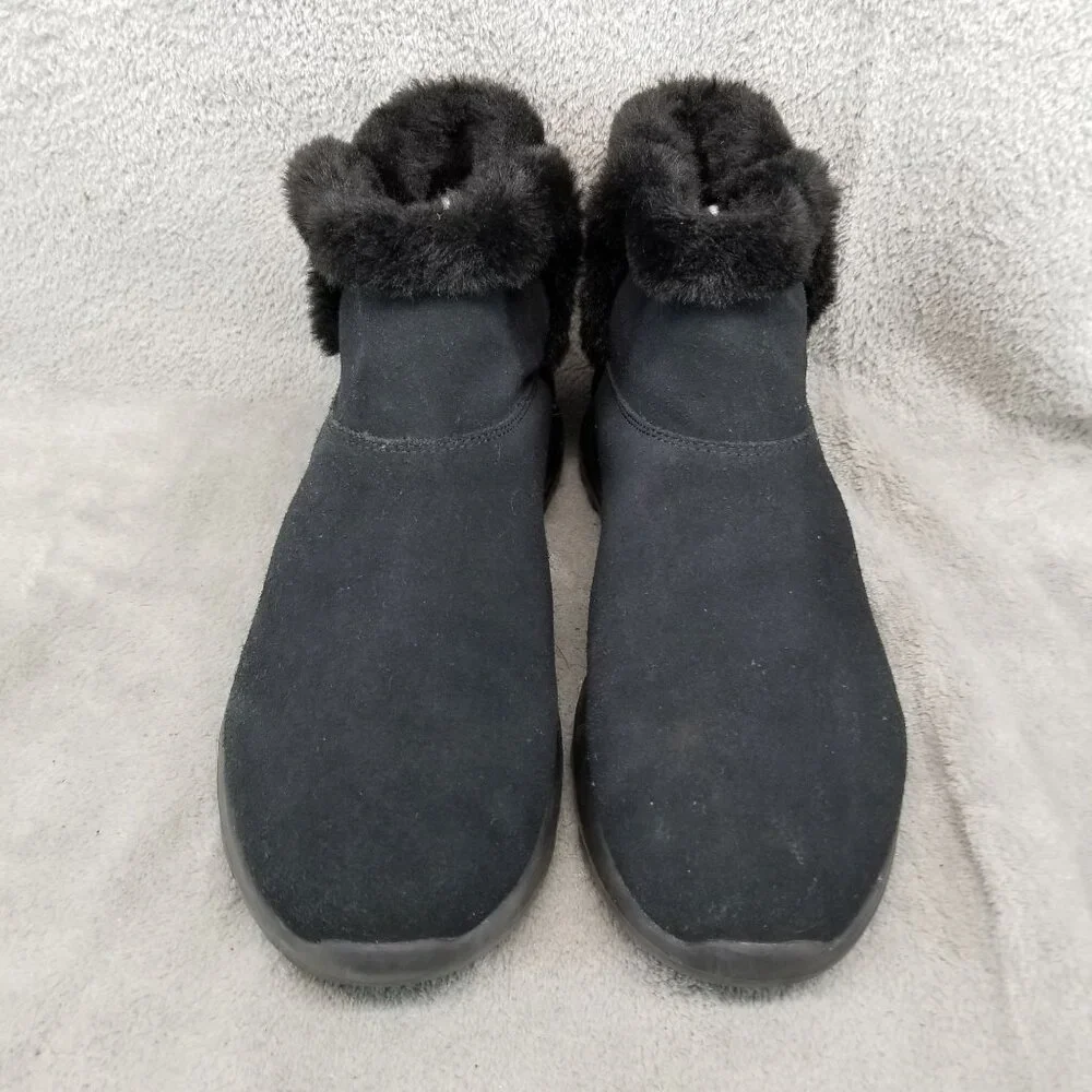 Skechers Shoes Womens Size 9 On The Go Black Suede Faux Fur Lined Ankle Booties